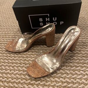 ShuShop Cork and Clear Block Heels